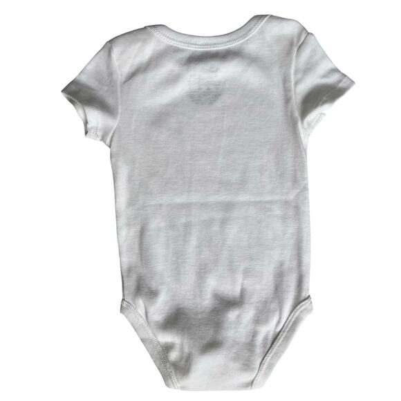 NEW Nike Baby One Piece Bodysuit 6M 62-68cm White w Gold/Tan Swoosh Snap Bottom - Picture 5 of 6
